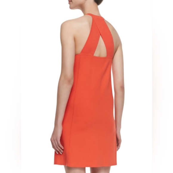 EUC Theory Wellra Flame Crossback Sleeveless Ponte Knit Mini Dress Medium Coral - Picture 8 of 15